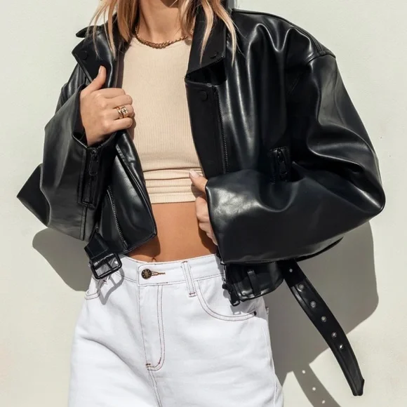 Lioness Staten Island Faux Leather Jacket - Black - Picture 3 of 9